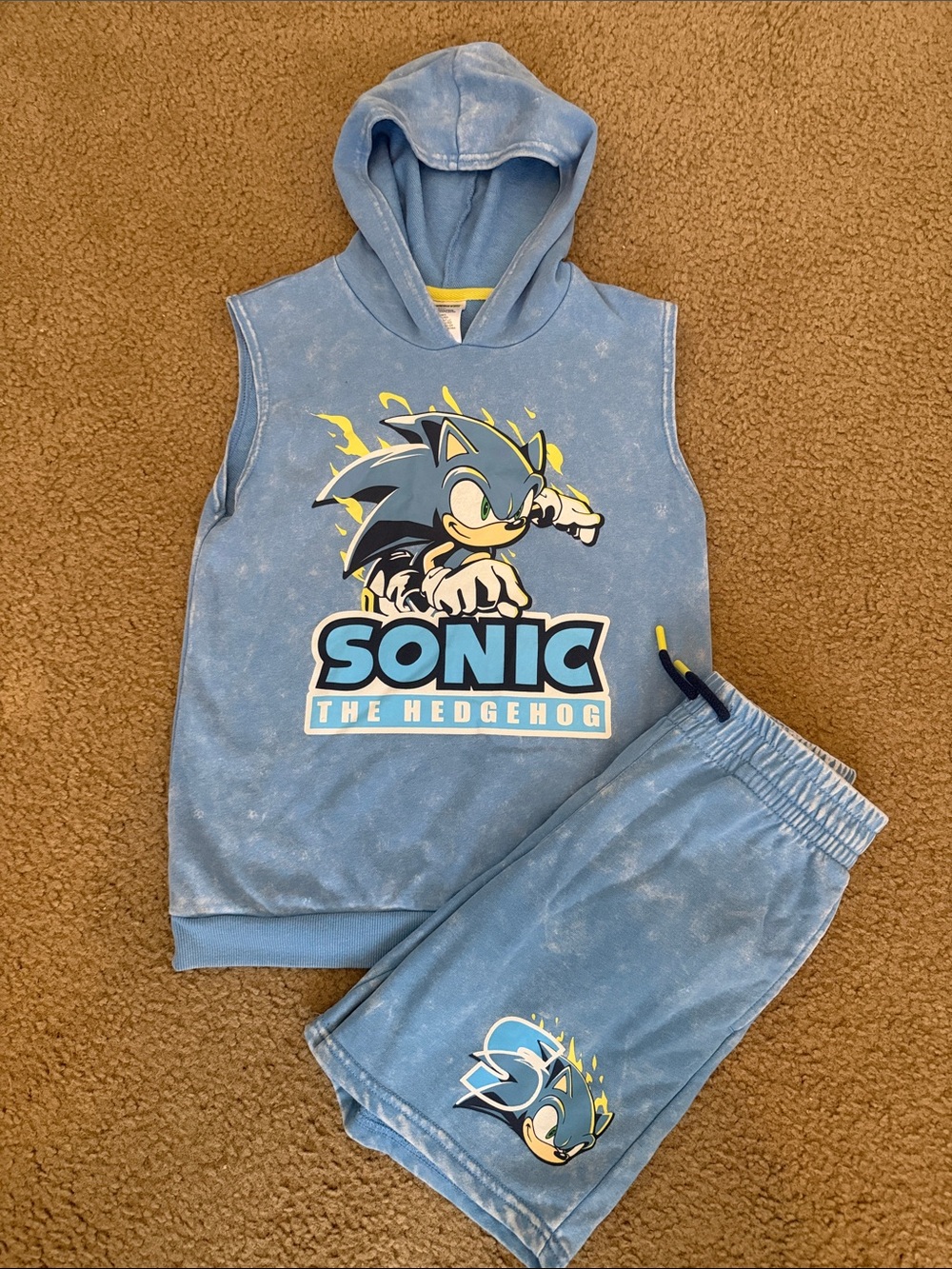 Sonic the Hedgehog Blue Sleeveless Hoodie & Shorts Set